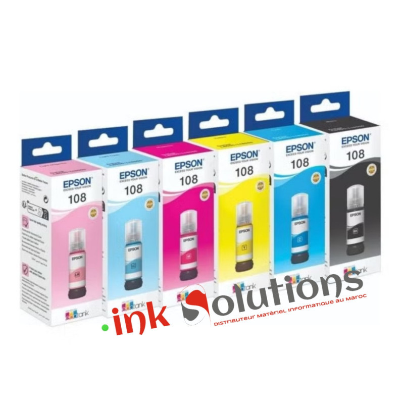 Bouteille d’encre Epson EcoTank 108 originale – recharge imprimante Epson EcoTank noir cyan magenta jaune – Image 2
