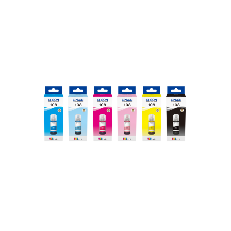 Bouteille d’encre Epson EcoTank 108 originale – recharge imprimante Epson EcoTank noir cyan magenta jaune – Image 3