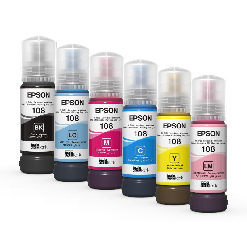 Bouteille d’encre Epson EcoTank 108 originale – recharge imprimante Epson EcoTank noir cyan magenta jaune – Image 4