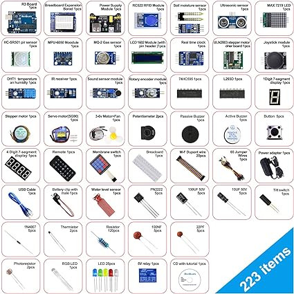 Alternative view of Kit de démarrage complet basé sur Arduino UNO R3 avec tutoriel gratuit détaillé compatible avec Arduino IDE (67 articles)