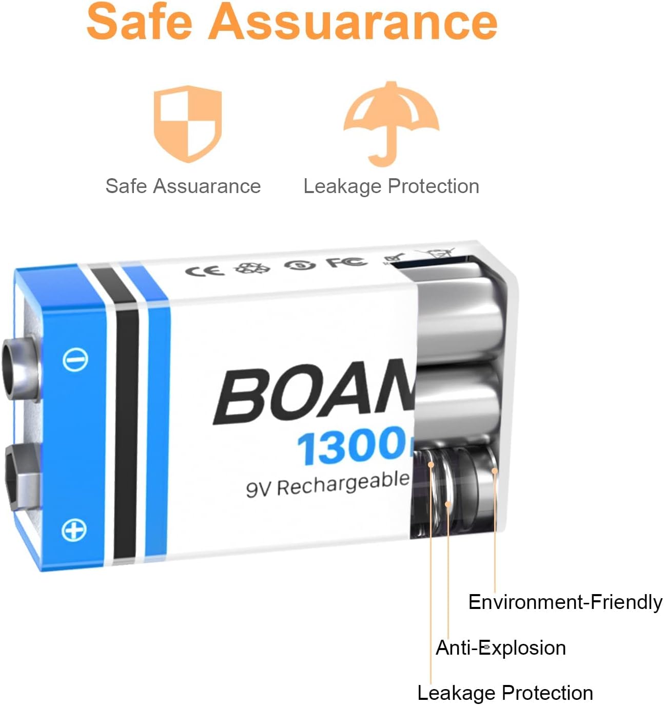 piles rechargeables 9 V 1 300 mAh – Image 2
