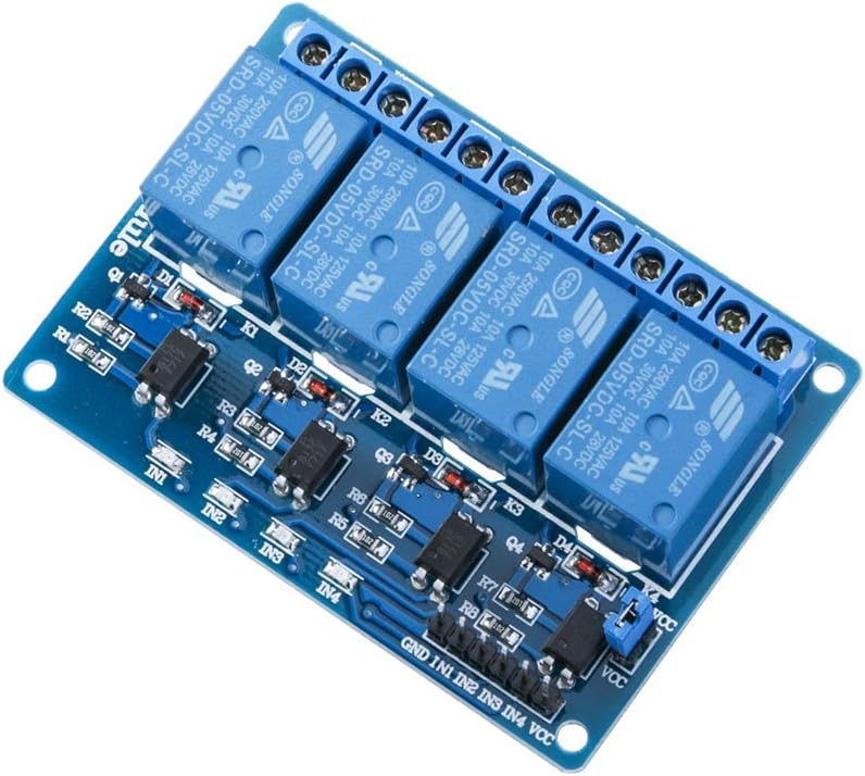 Module relais DC 5 V 4 canaux ELEGOO avec optocoupleur compatible avec Arduino UNO R3 MEGA 2560 DSP ARM PIC AVR STM32 – Image 2
