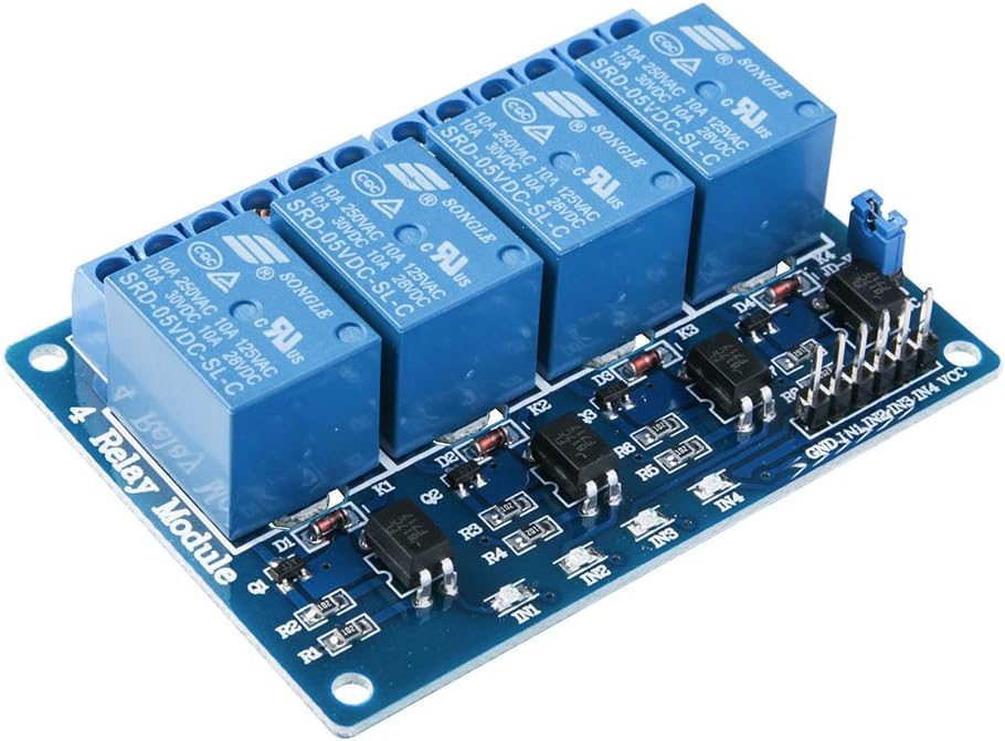 Module relais DC 5 V 4 canaux ELEGOO avec optocoupleur compatible avec Arduino UNO R3 MEGA 2560 DSP ARM PIC AVR STM32 – Image 3