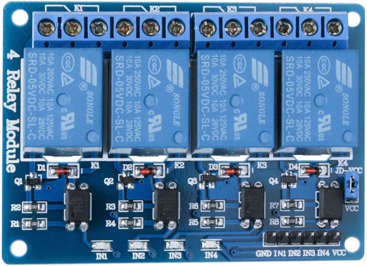 Module relais DC 5 V 4 canaux ELEGOO avec optocoupleur compatible avec Arduino UNO R3 MEGA 2560 DSP ARM PIC AVR STM32