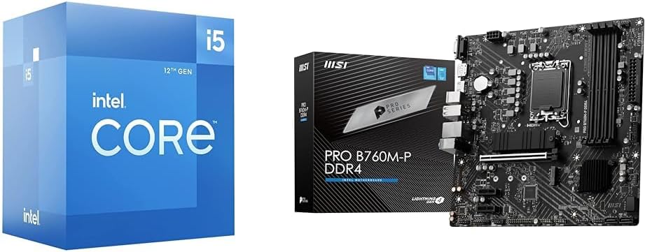 Processeur Intel Core i5-12400F + carte mère MSI PRO B760M-P DDR4 ProSeries