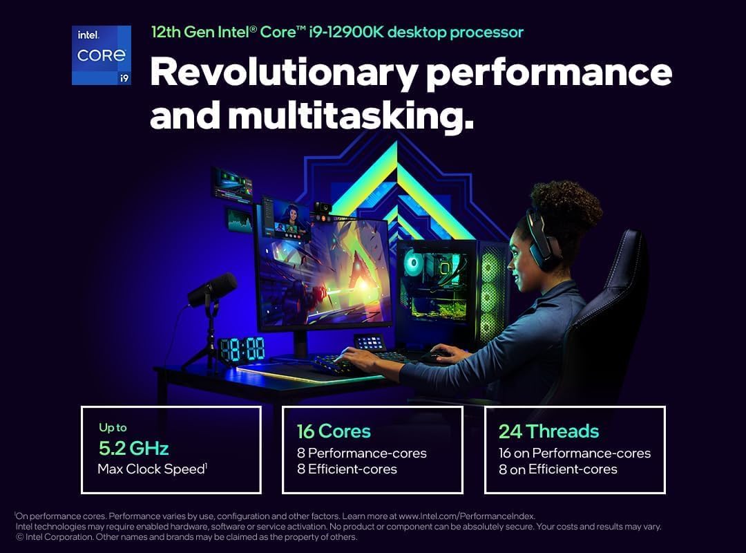 Processeur Intel Core i9-12900K avec carte graphique intégrée et 16 cœurs (8P+8E) jusqu'à 5,2 GHz Chipset LGA1700 série 600 débloqué 125 W – Image 2
