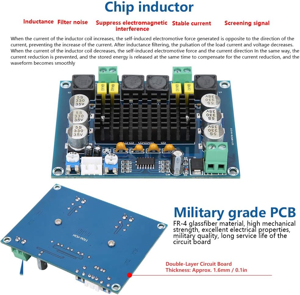 Carte d'amplificateur de puissance 120 W x 2 TPA3116D2 Matériau en fibre de verre Faible bruit – Image 4