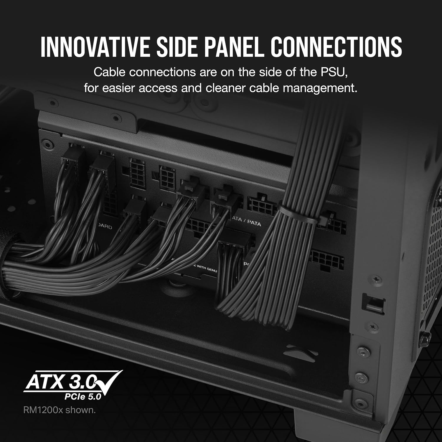 Alimentation ATX entièrement modulaire Corsair RM850x SHIFT - 80 PLUS Gold - ATX 3.0 - PCIe 5.0 - Zéro tr/min - Interface latérale modulaire - Noir – Image 3