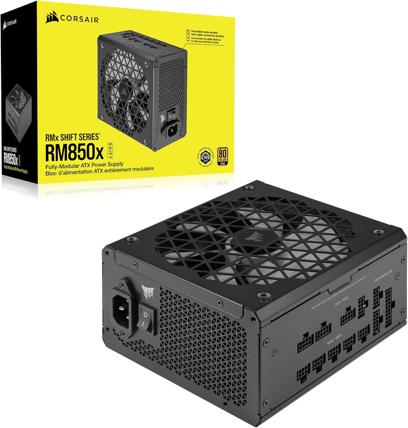 Alimentation ATX entièrement modulaire Corsair RM850x SHIFT - 80 PLUS Gold - ATX 3.0 - PCIe 5.0 - Zéro tr/min - Interface latérale modulaire - Noir – Image 7