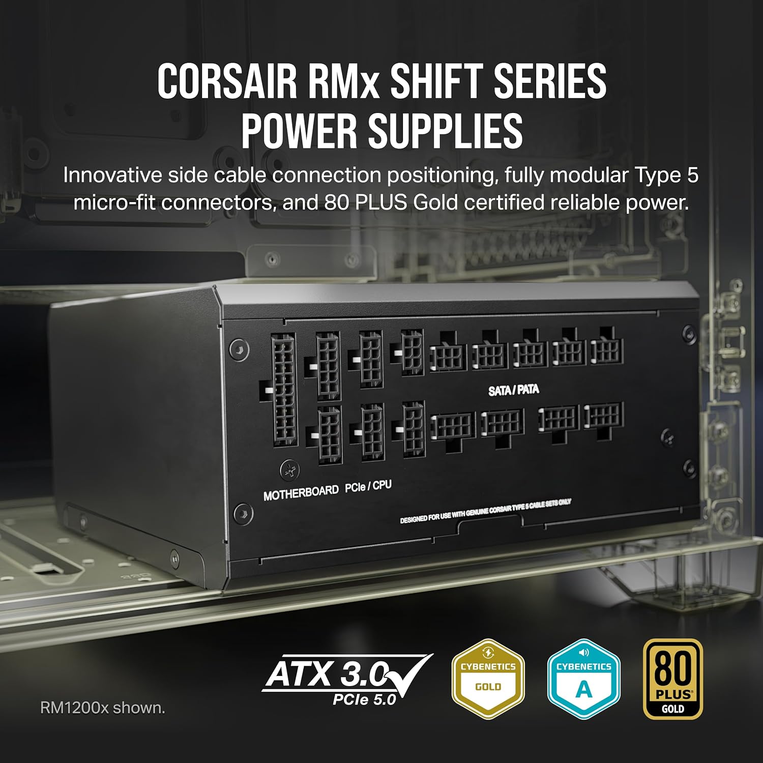 Alimentation ATX entièrement modulaire Corsair RM850x SHIFT - 80 PLUS Gold - ATX 3.0 - PCIe 5.0 - Zéro tr/min - Interface latérale modulaire - Noir – Image 2