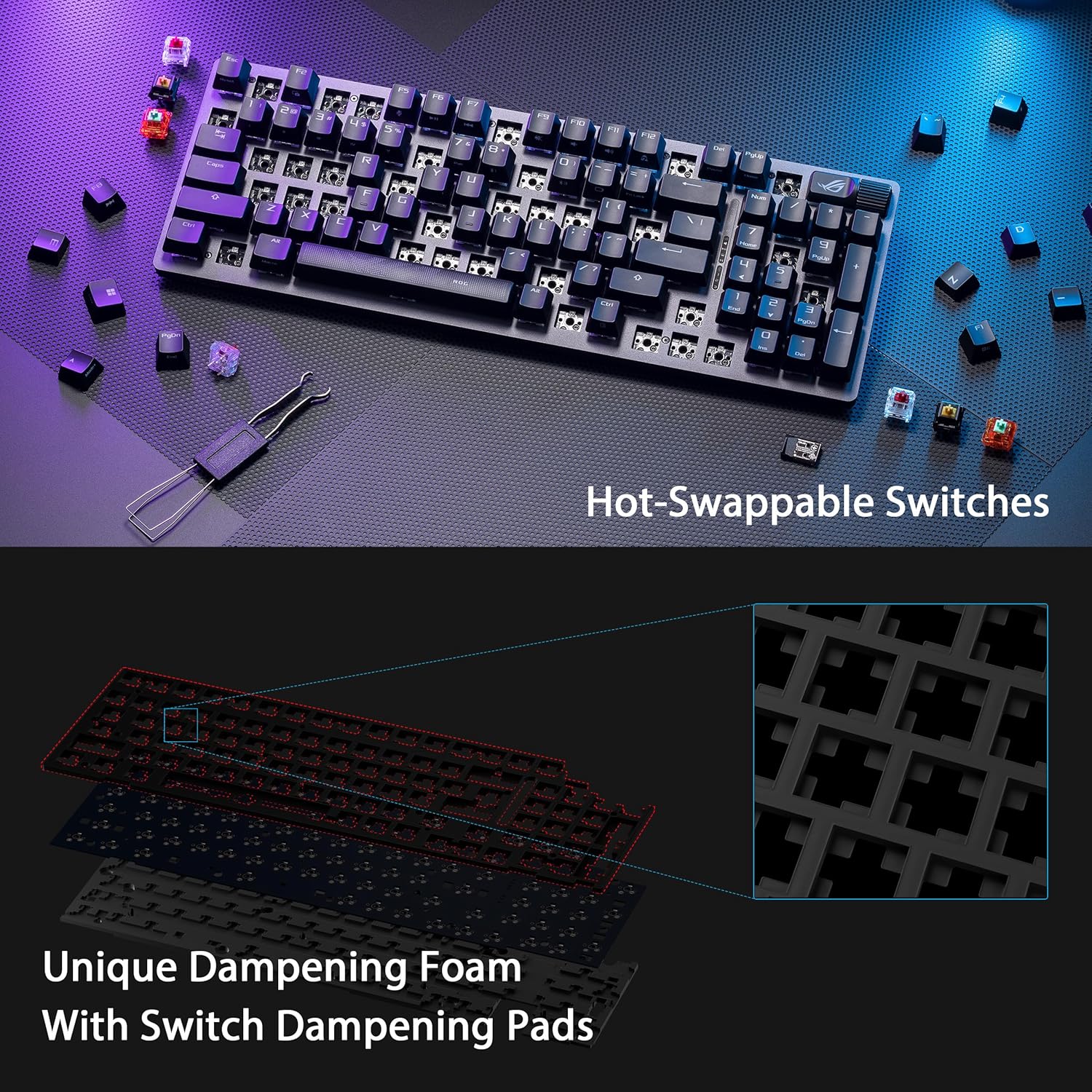 Clavier de jeu sans fil ASUS ROG Strix Scope II 96, connexion tri-mode - Noir – Image 4