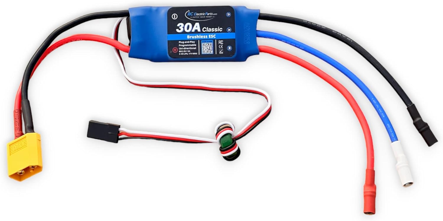 Contrôleur de vitesse électrique de moteur sans balais 30A RC ESC 3A UBEC avec XT60 et prises Bullet 3,5 mm