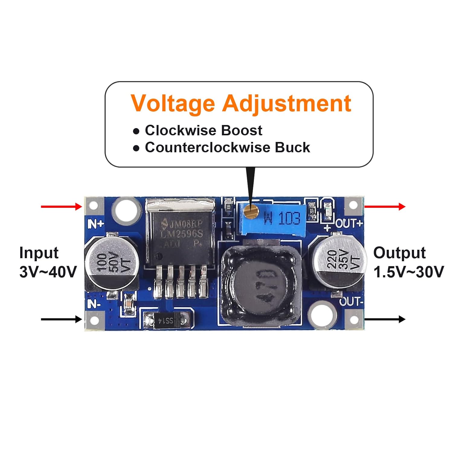 Convertisseur de puissance LM2596, module abaisseur de tension CC vers CC, – Image 3