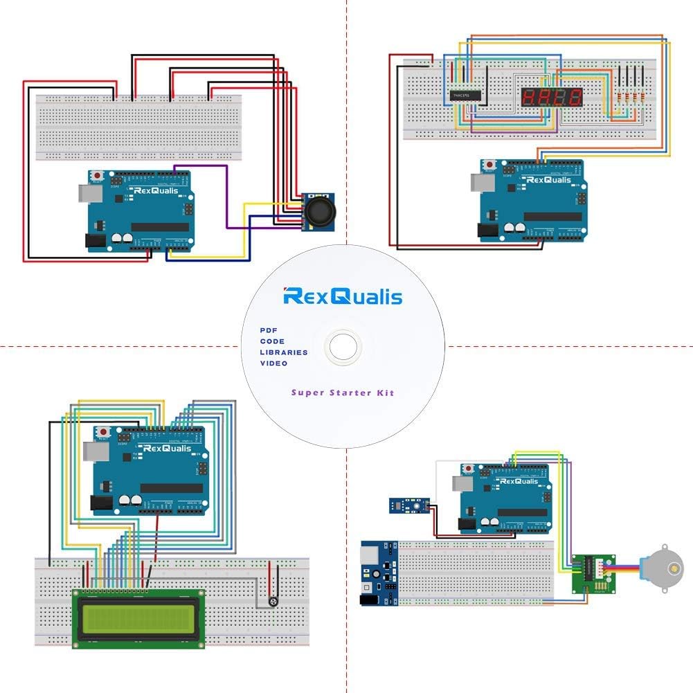 Kit de démarrage REXQualis Super basé sur Arduino UNO R3 avec tutoriel et carte contrôleur compatible avec Arduino IDE – Image 7