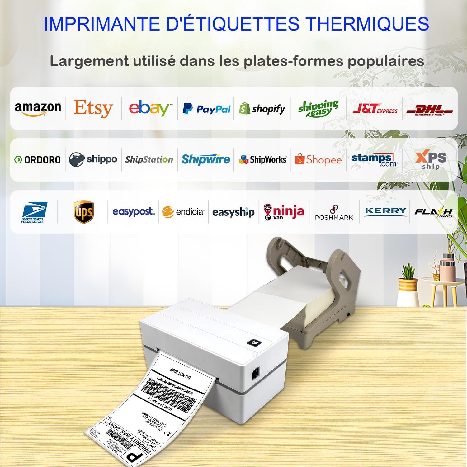 NETUM NT-LP110F Imprimante d'étiquettes, Imprimante Thermique Impression de Codes à Barres Possible Permet d'imprimer Une Lettre pour Les envois nationaux et internationaux pour Votre PC/Mac – Image 3
