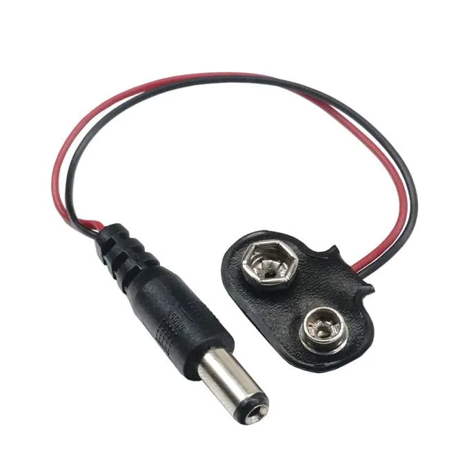 Connecteur pour pile 9 V avec alimentation CC Longueur : 15 cm
