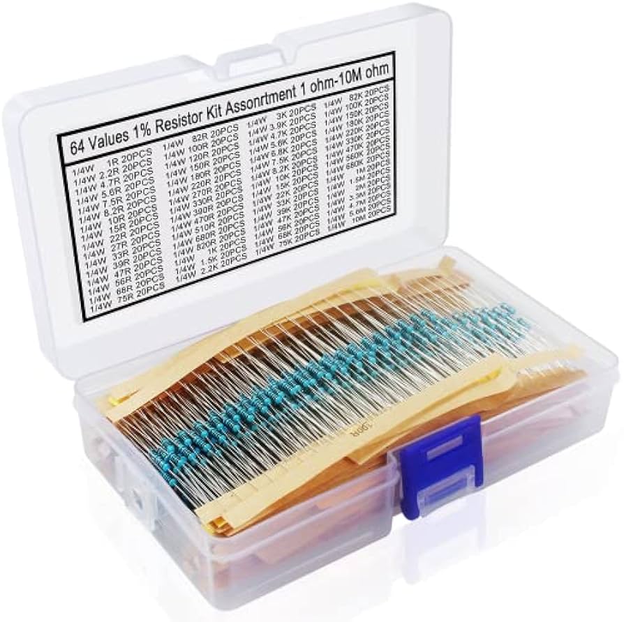 500 pièces 50 valeurs de résistance 1/2W 1 % (1,2R-1M) Kit de résistances à film métallique (Boîte en plastique) – Image 2