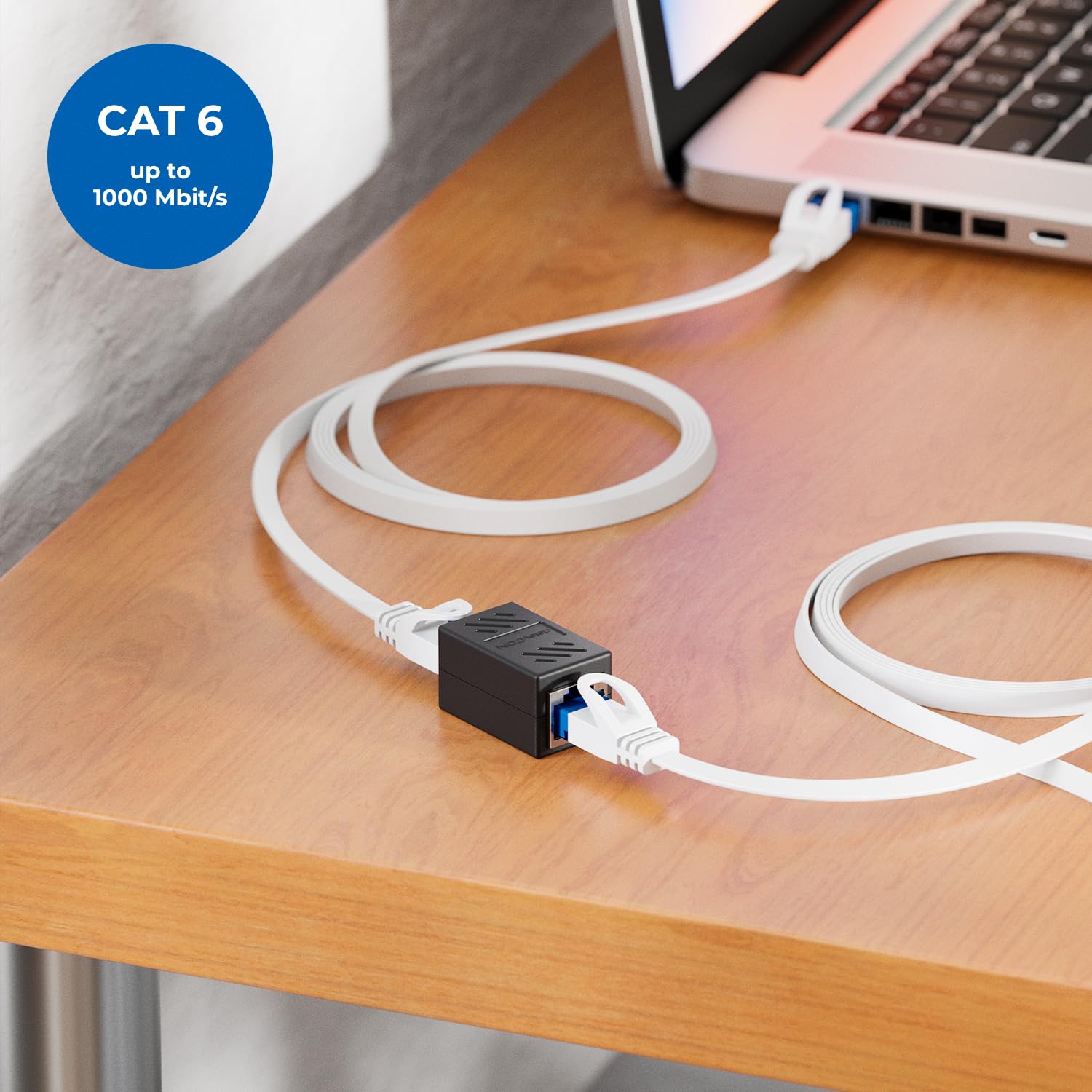 Coupleur Ethernet LAN RJ45 femelle-femelle CAT6 noir – Image 2