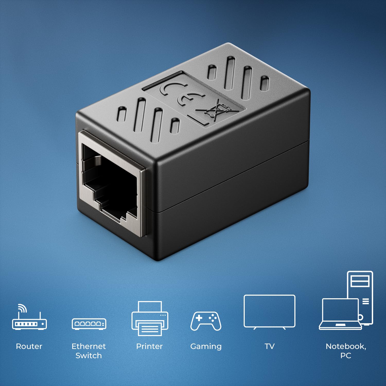 Coupleur Ethernet LAN RJ45 femelle-femelle CAT6 noir – Image 3