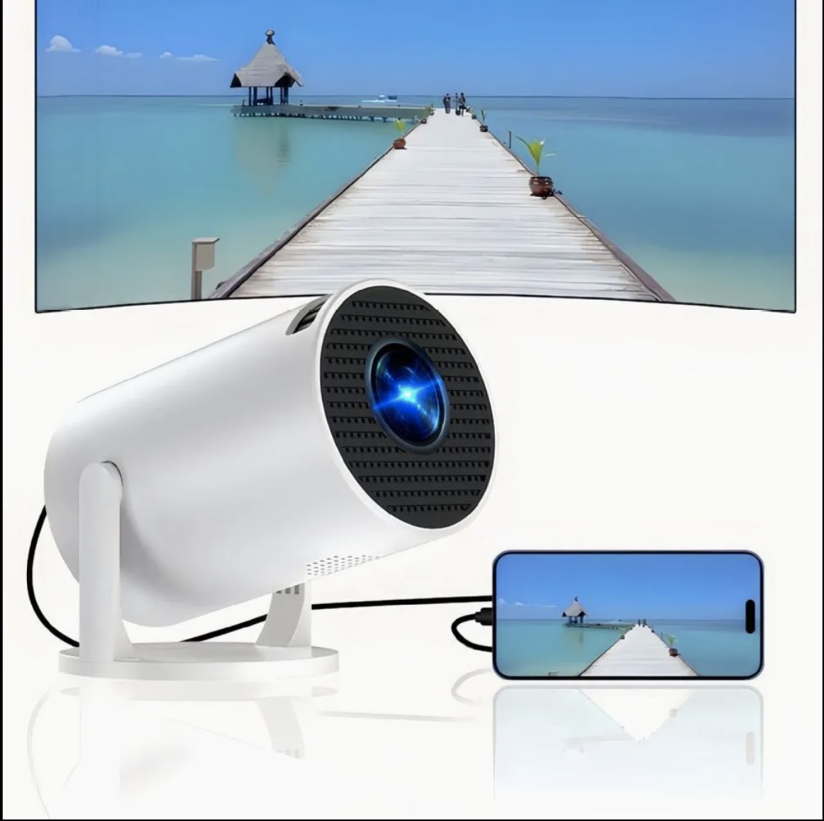 Projecteur HY300MINI, blanc (version sans fil), prise européenne – Image 4