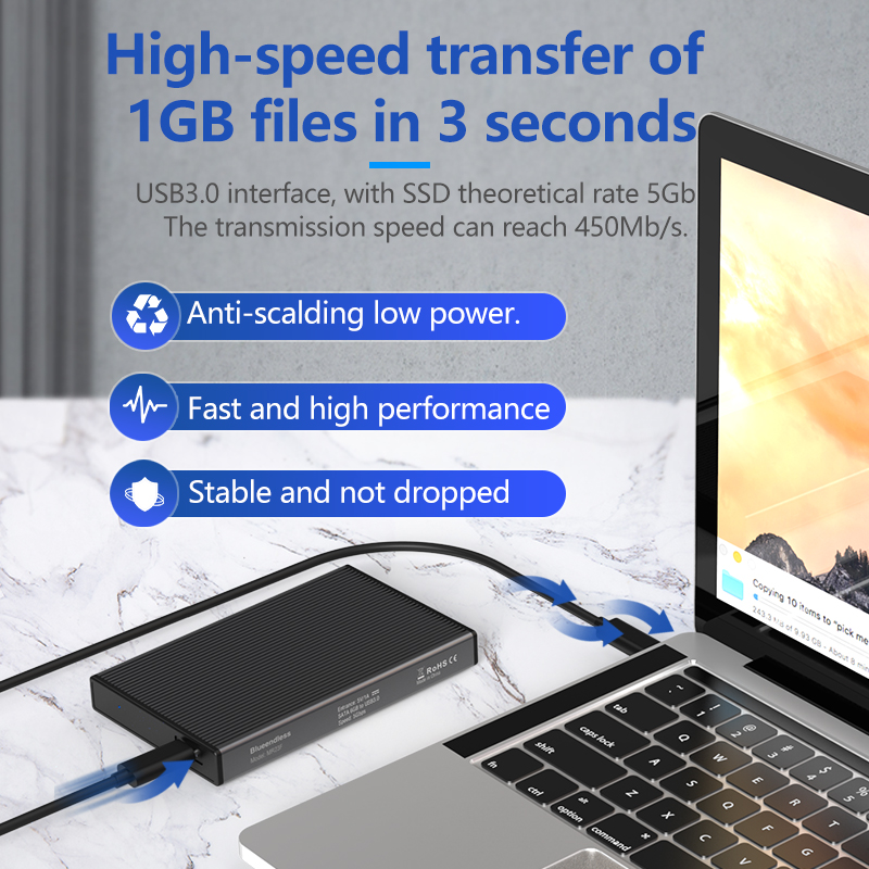Blueendless MR23F / MR23FC – Boîtier Externe USB 3.0 Type-C pour Disque Dur et SSD SATA 2,5" jusqu'à 4 To – Image 6