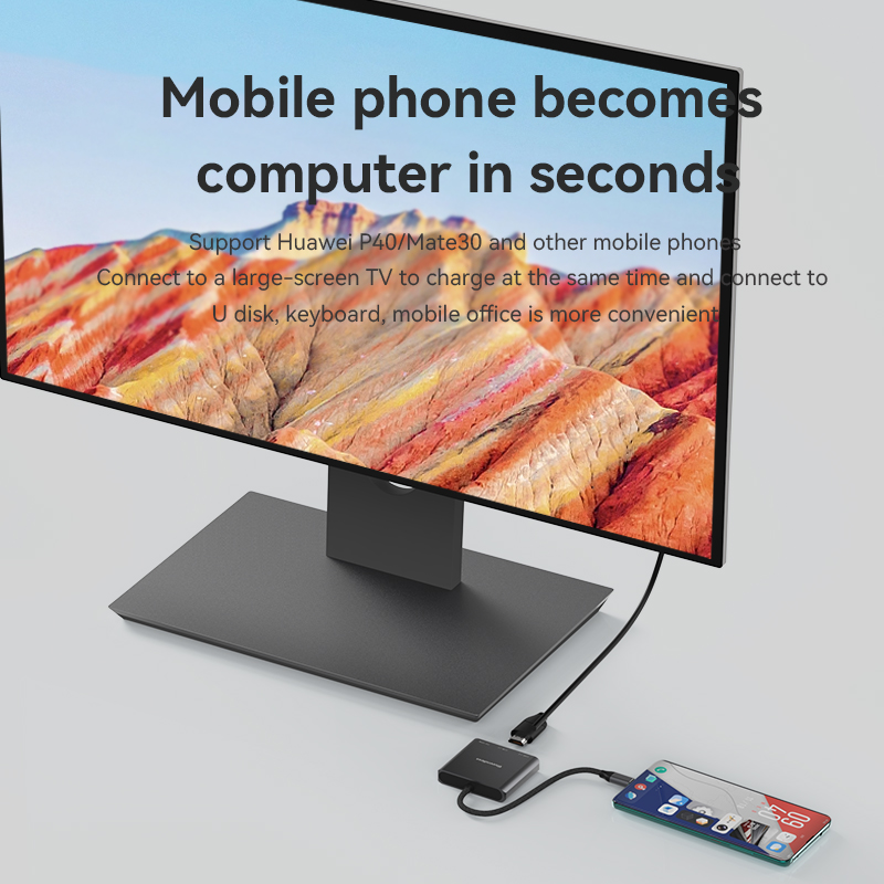 Blueendless HD301 Hub USB-C 3-en-1 – HDMI 4K 60Hz, USB 3.0 5Gbps et Power Delivery 100W en aluminium – Image 6