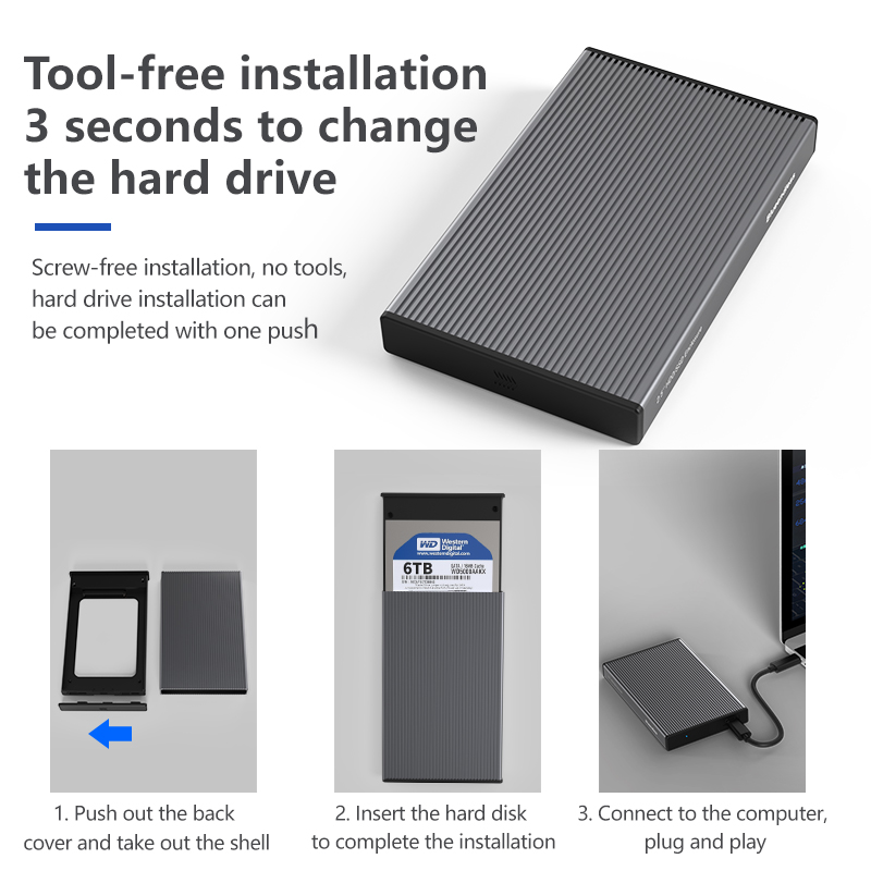 Blueendless MR23F / MR23FC – Boîtier Externe USB 3.0 Type-C pour Disque Dur et SSD SATA 2,5" jusqu'à 4 To – Image 2